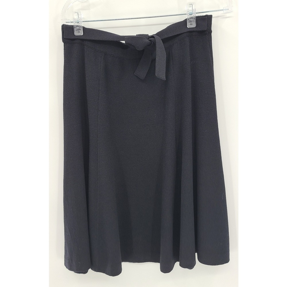 St. John Collcetion Santana Knit Pleated Skirt Sz‎ 8 Black Women Ties Marie Gray